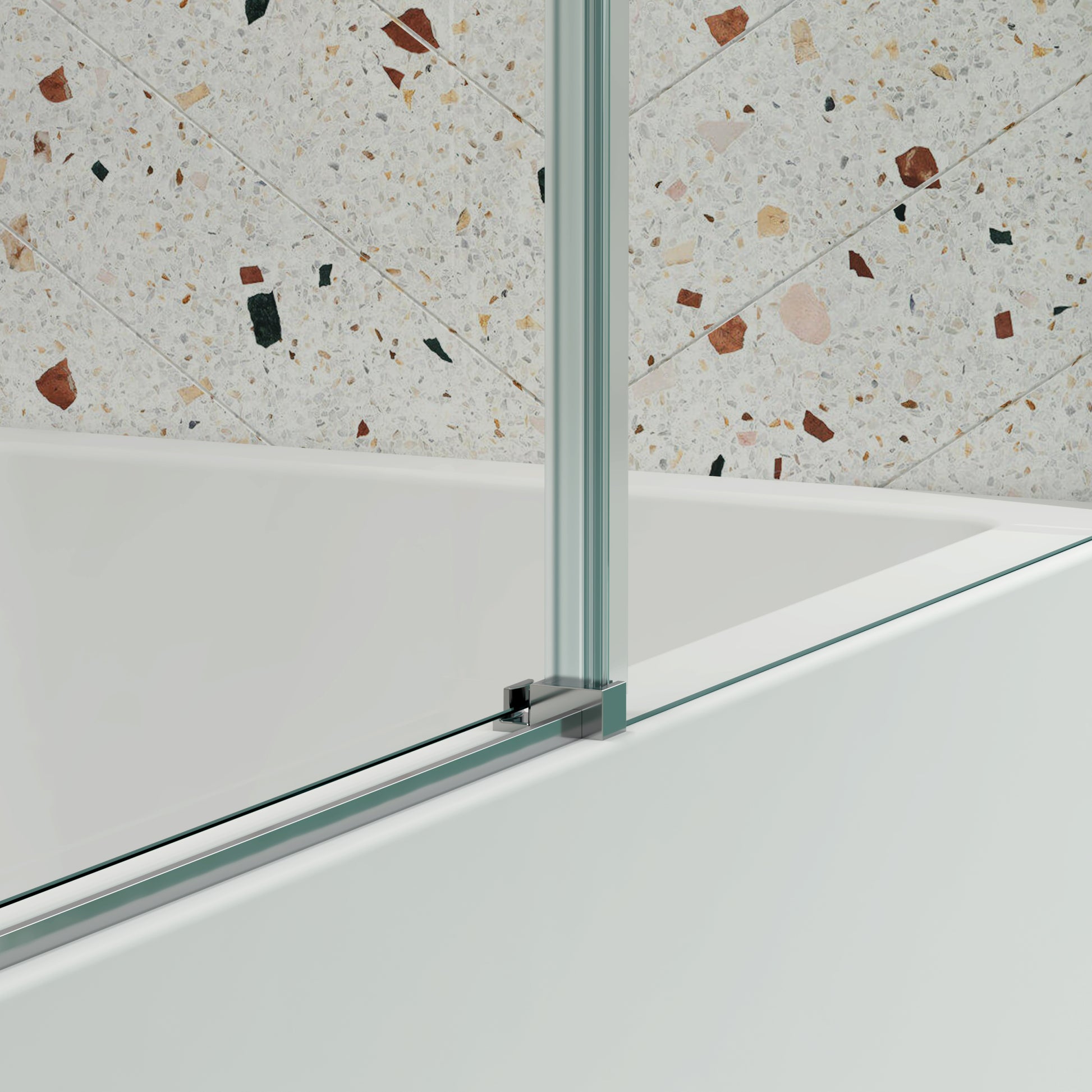 Glass Shower Door, Sliding Door, With 5 16" Tempered Glass And Polished Chrome Finish 6074 Chrome Bathroom Aluminium Alloy