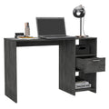 Omma Computer Desk, One Drawer, Two Shelves Grey Computer Desk Office Modern Freestanding Rectangular Open Storage Desk Rectangular Particle Board Engineered Wood