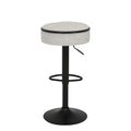 Round Storage Bar Stool Set Of 2, Off White Linen Height Adjustable Barstool, 360 Counter Height Swivel Stool, Armless Bar Chair With Metal Frame For Kitchen Counter Dining Living Room Off White Set Of 2 Foam Linen