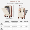 Luggage Set Of 3, 20, 24, 28Inch With Usb Port, 20, 24Inch With Front Opening Design Airline Certified Carry On Luggage With Cup Holder, Abs Hard Shell Luggage With Spinner Wheels, Ivory And Brown White Abs