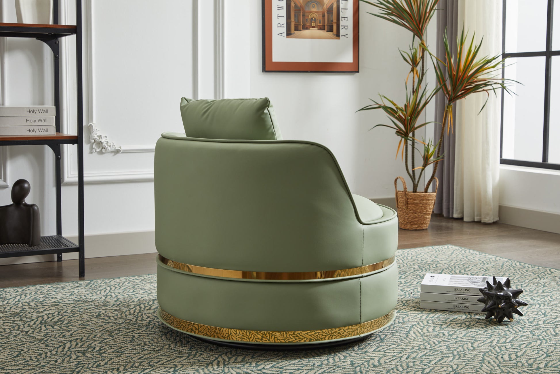 Swivel Chair Green Gold Accent Chair Swivel Chair, 360 Swivel