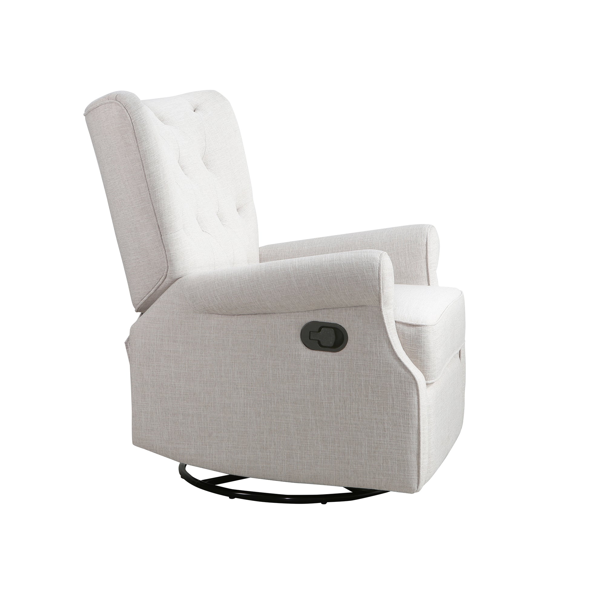 Alice Wingback Recliner In Linen Canvas Beige Fabric