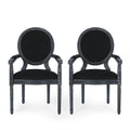 Dining Chair Mp2 Set Of 2 Black Wood Fabric