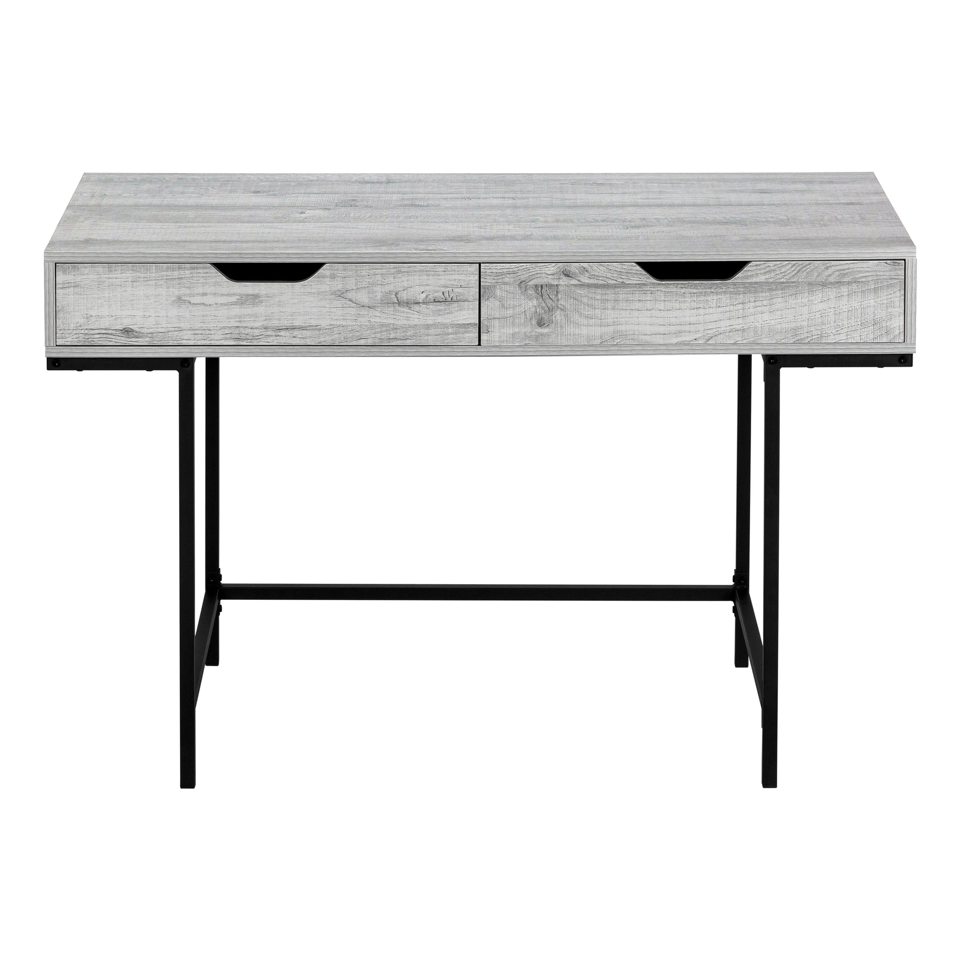 Computer Desk, Home Office, Laptop, Storage Drawers, 48"L, Work, Grey Laminate, Black Metal, Contemporary, Modern Grey Particle Board