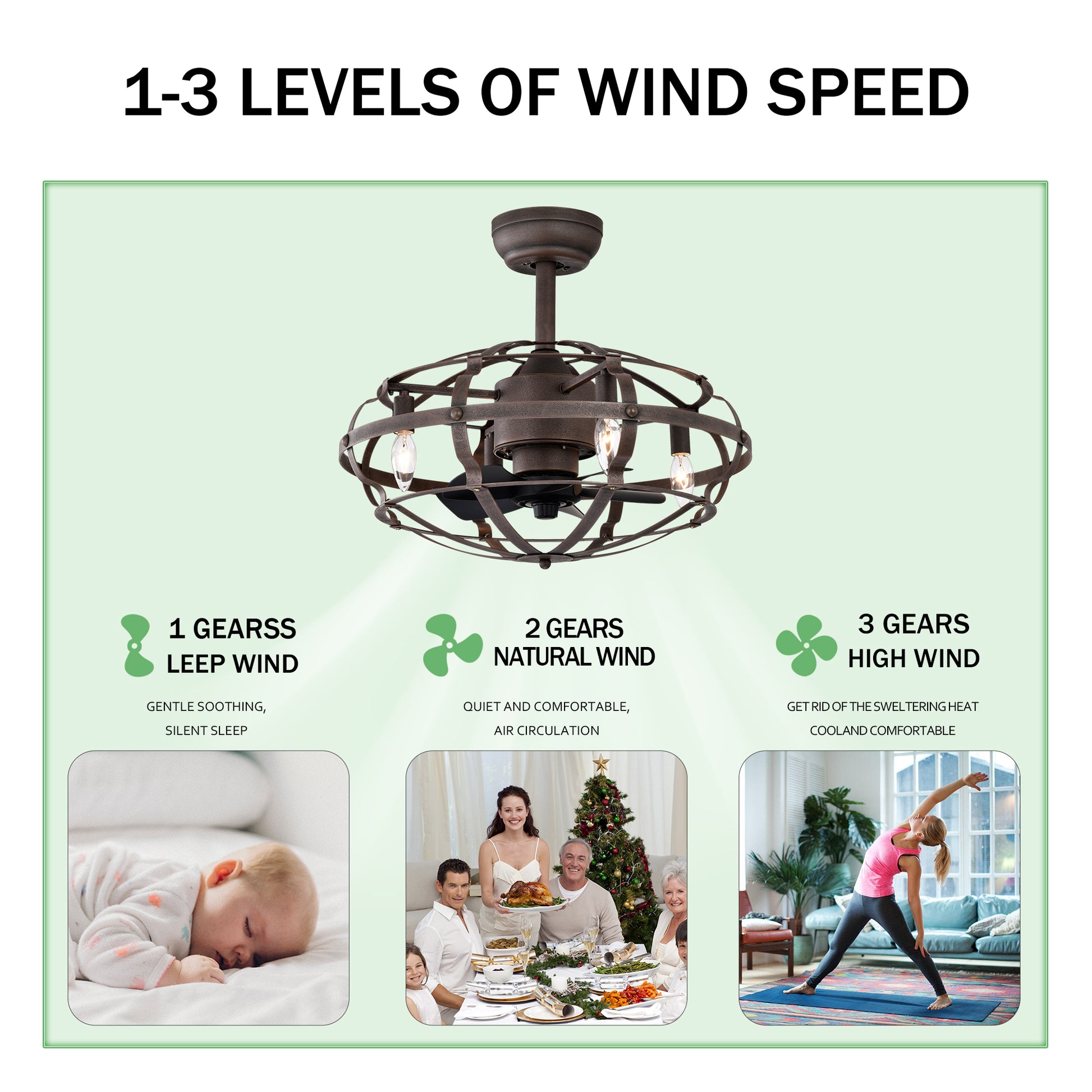 Best Sells Modern Enclosed Ceiling Fan Indoor With Remote Control And Bladeless Rust Red Industrial Ceiling Fan Light Kit Matte Black Abs Metal