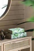 Set Of 2 Botanical Green And White Book Boxes, L:11X7X3