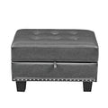 Sectional 3 Seaters Sofareversible Recliner, Storage Pad And Wood Grain Cup Holder, Non Slip Leg, Pu, Grey Gray Pu 3 Seat