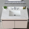 43 Inch Marble Vanity Top, White Vanity Top With Pre Drilled Faucet Holes, Bathroom Vanity Top With Undermount Rectangular Middle Sink And 4