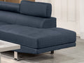 Dark Blue Color Sectional Living Room Furniture Linen Like Fabric Adjustable Headrest Right Facing Chaise & Left Facing Sofa Dark Blue Linen Primary Living Space Classic,Contemporary,Modern L Shaped Pine Pillow Top Arms Metal 5 Seat