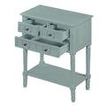 Narrow Console Table, Slim Sofa Table With Three Storage Drawers And Bottom Shelf Light Blue Light Blue Solid Wood Mdf