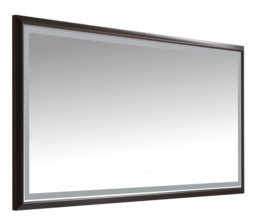 Bathroom Led Mirror Is Multi Functional And Each Function Is Controlled By A Smart Touch Button. Brown Aluminium