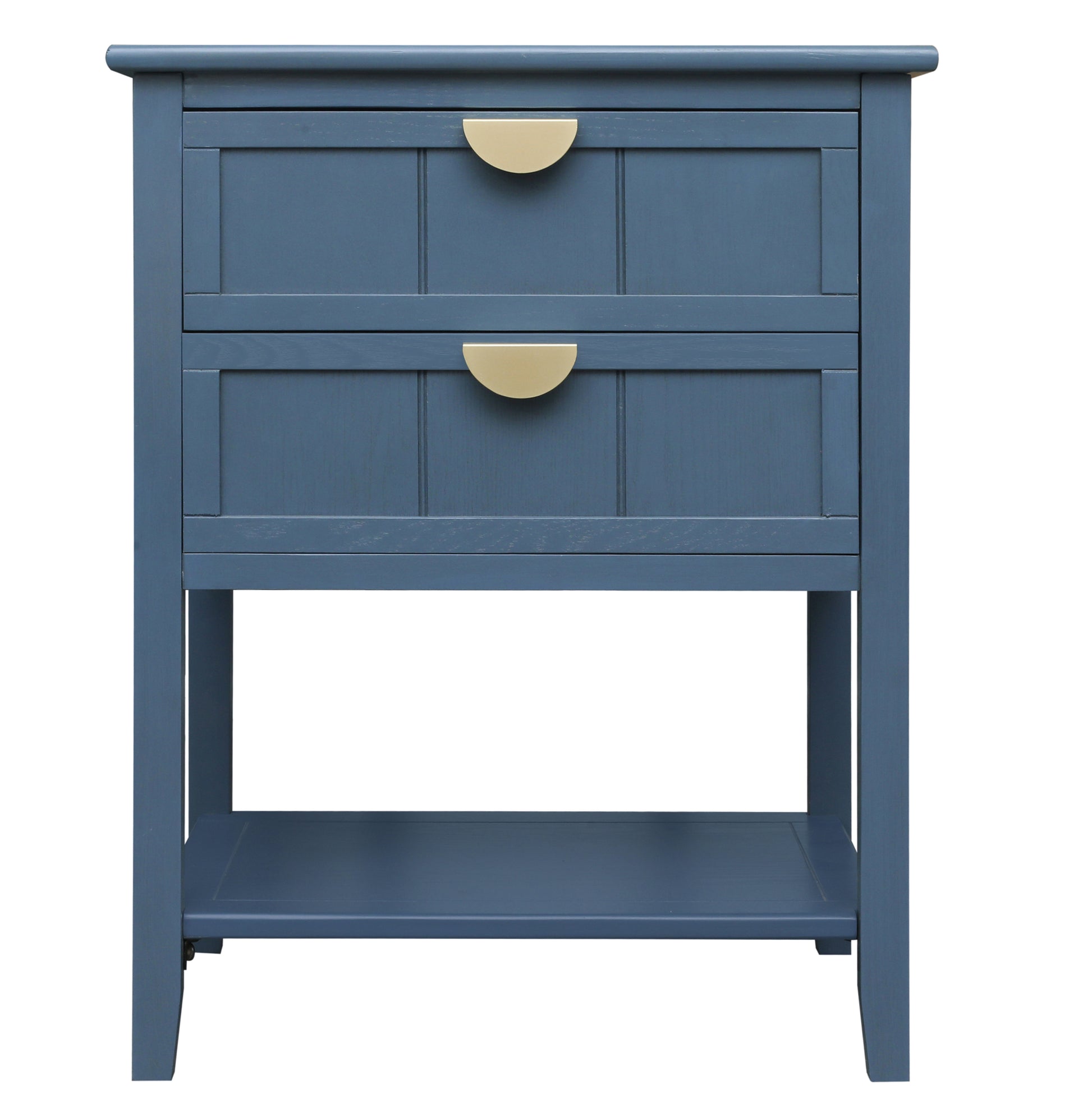 2 Drawer Side Table,American Style, End Table,Suitable For Bedroom, Living Room, Study Blue Mdf