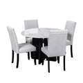 5 Piece Round Dining Table Set, 43 Inch Modern Dining Table And 4 Upholstered Chairs For Dining Room, Kitchen Room, Living Room, Easy Assembly Upholstered Chair Beige White Dining Room American Design,Farmhouse,Mid Century Modern,Modern Round Round