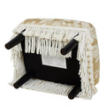 Fiona Accent Footstool Ottoman, Champagne Beige Floral Jacquard Beige Foam Fabric