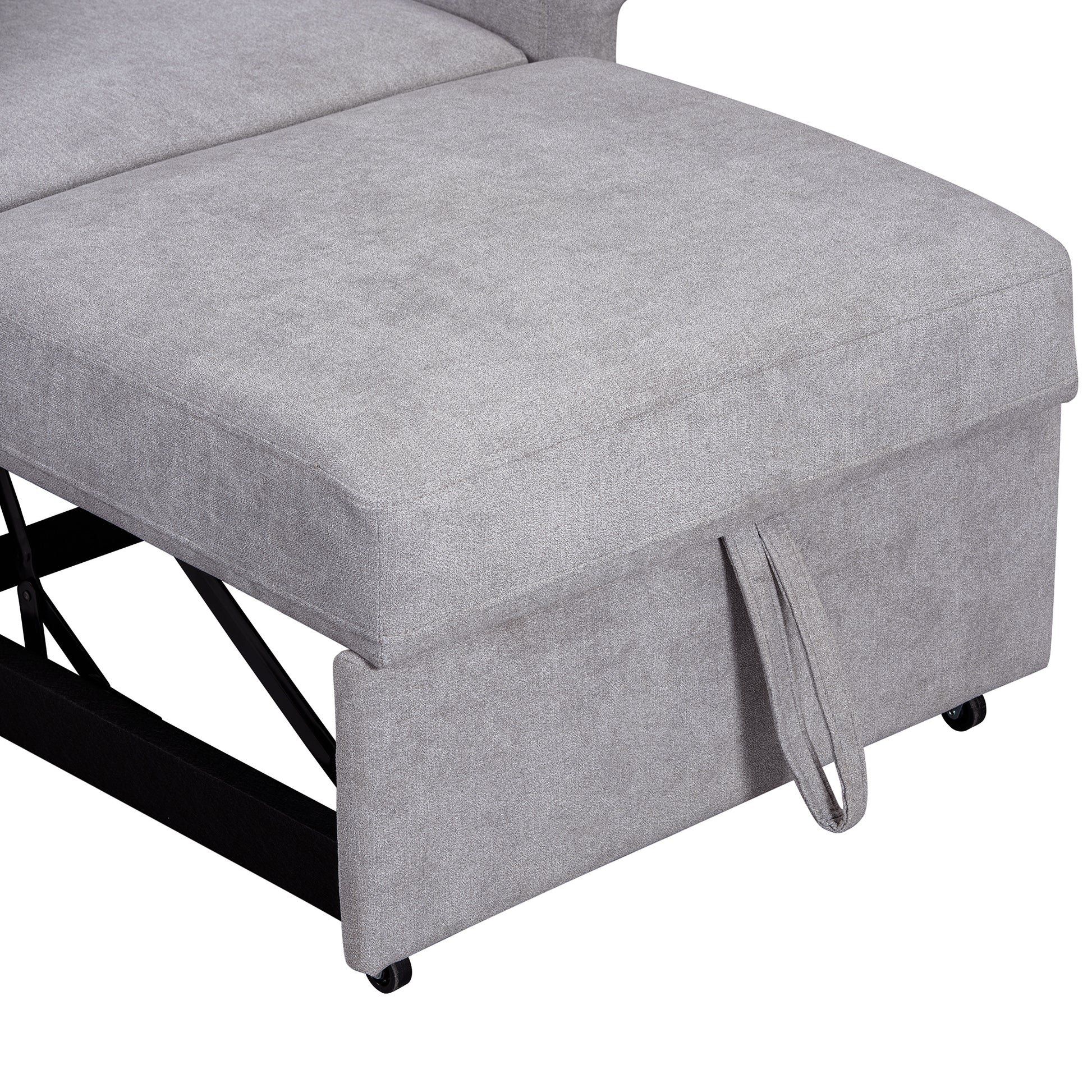 Chenille Convertible Sleeper Chair With Adjustable Backrest, 3 In 1 Lounger Chair Turns Into Bed, Single Bed For Living Room, Gray Gray Chenille