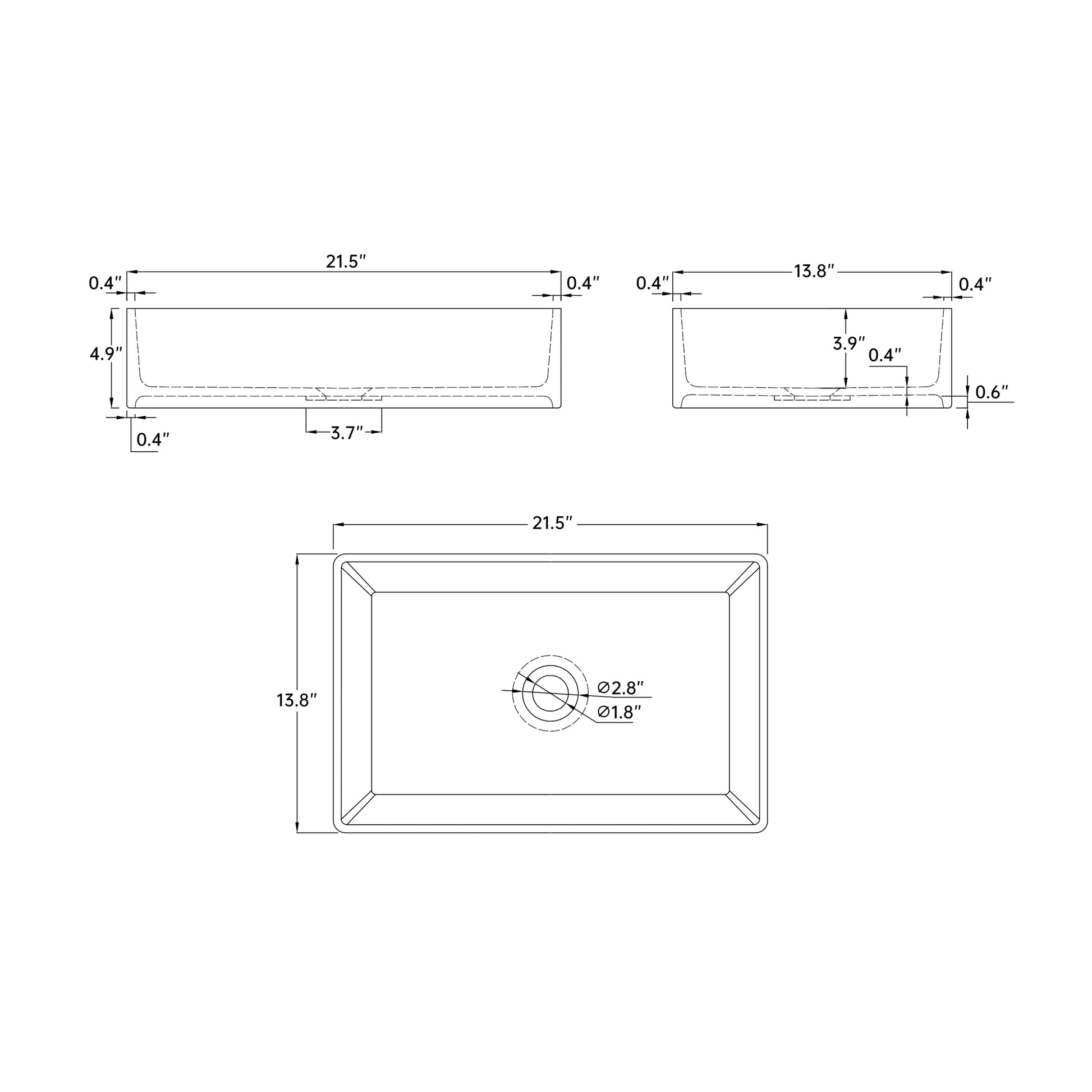 Dark Gray Solid Surface Basin - Dark Gray Solid