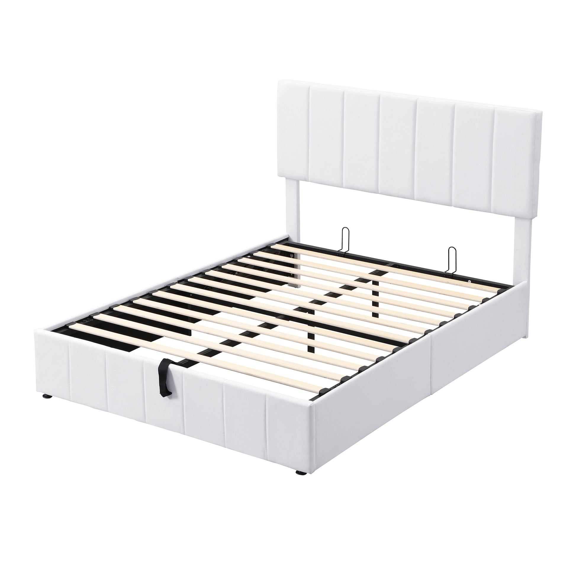 Full Size Upholstered Platform Bed With A Hydraulic Storage System White Old Sku: Lp000111Aak White Upholstered