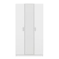 3 Door Wardrobe With Mirror, Armoire With Hanging Rod And 3 Fixed Shelves,White White Particle Board