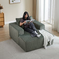 62.5 Inch Corduroy Sponge Sofa Lounge Chair,No Assembly Required,Fluffy Modern Sleeper Chair For Indoor Living Room Bedroom Army Green Foam Corduroy 1 Seat