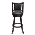 29 Inches Swivel Wooden Frame Counter Stool With Padded Back, Dark Brown Brown Solid Wood