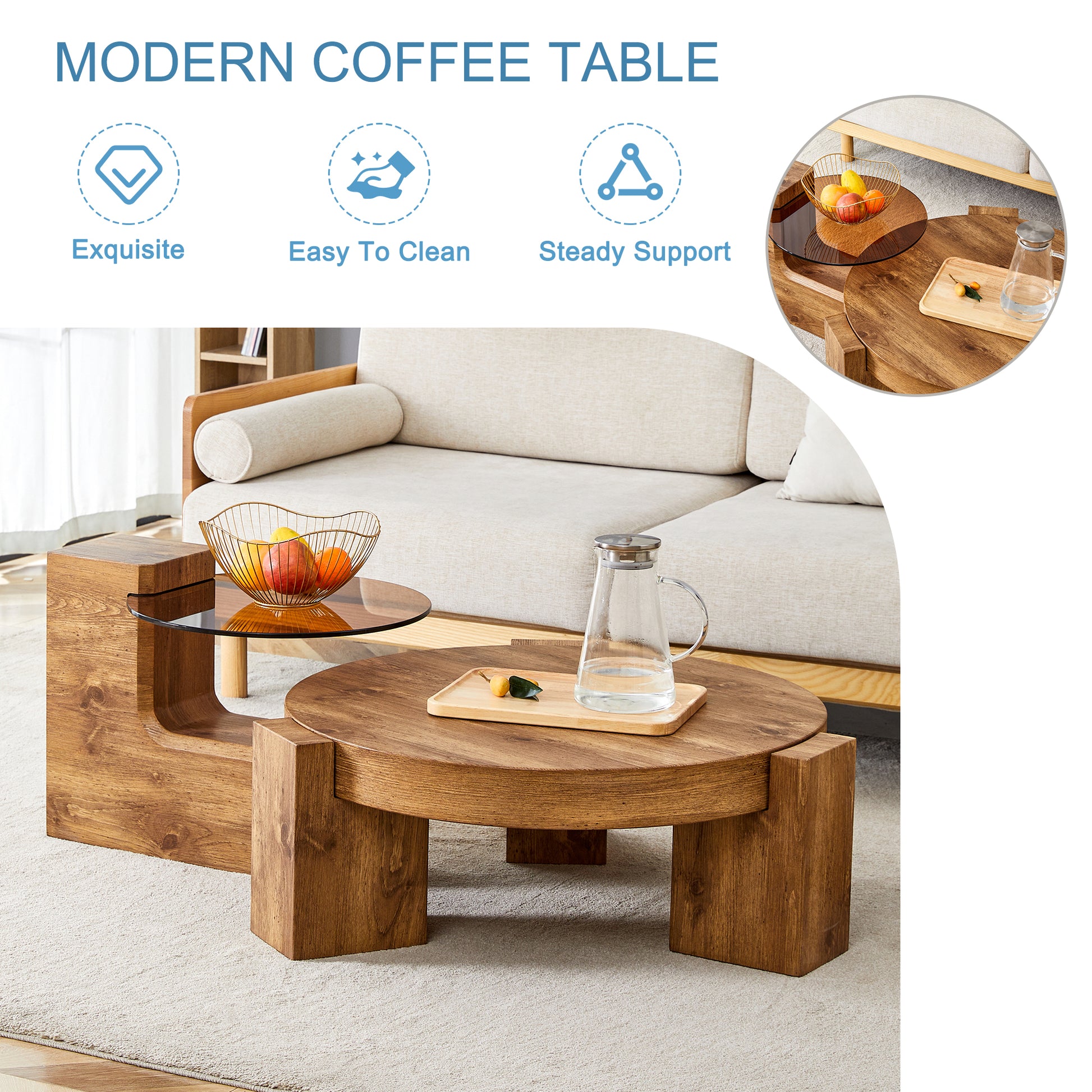 The Detachable Double Decker Coffee Table, The Stylish Design Is More Precious, And The Detachable Design Can Make The Use Of Space More Flexible And Suitable For Various Scenes. Wood Mdf