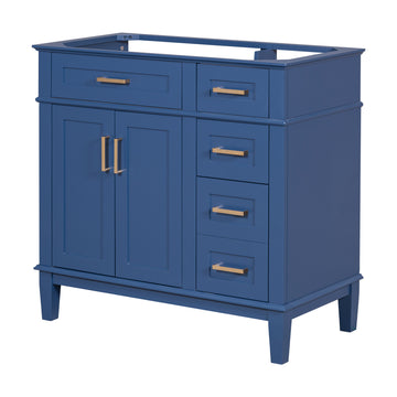 Cabinet Only 36" Blue Modern Bathroom Vanity Sink Not Included 4 Blue 2 Soft Close Doors Bathroom Freestanding Modern Solid Wood Mdf Painted