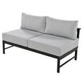 U Shaped Multi Person Outdoor Sofa Set, Suitable For Gardens, Backyards, And Balconies. Grey Seats 6 Aluminum
