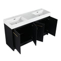 60 Inch Freestanding Bathroom Vanity With Resin Double Sink, With Soft Closing Door, Kd Package Black Chestnut 4 Bathroom Freestanding Modern Plywood