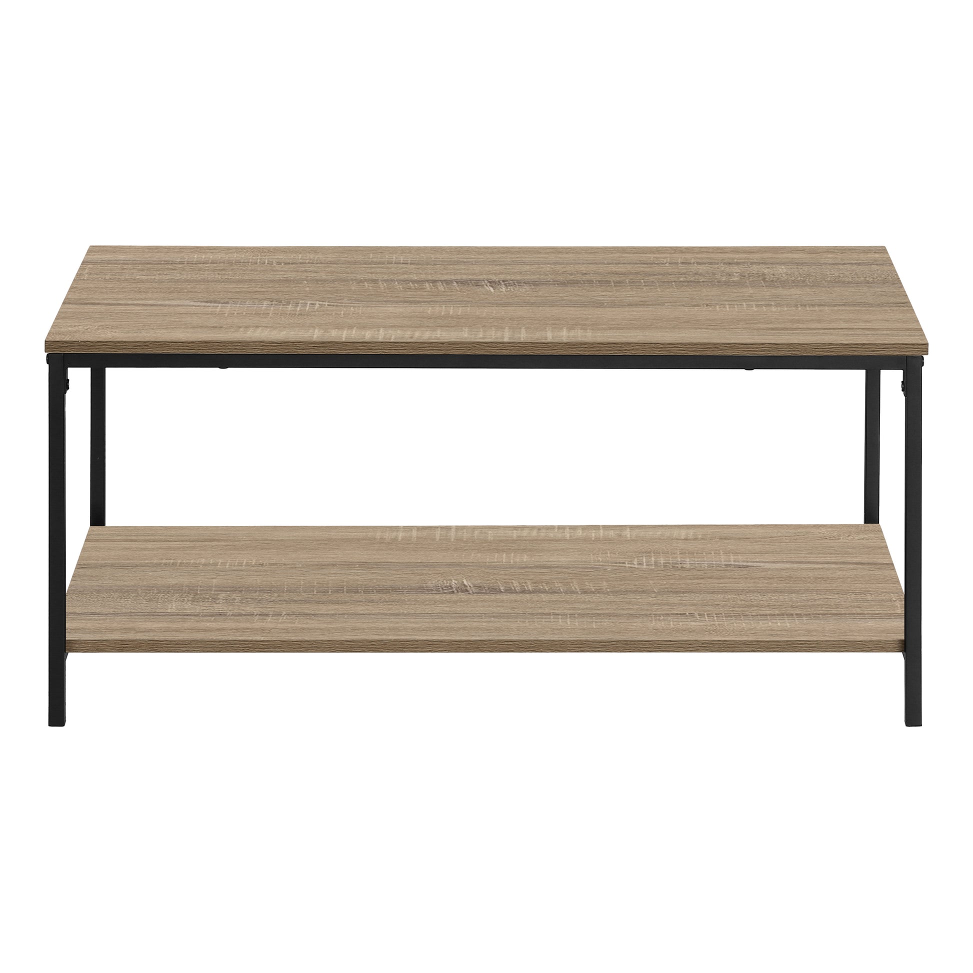 Coffee Table, Accent, Cocktail, Rectangular, Living Room, 40"L, Brown Laminate, Black Metal, Contemporary, Modern Taupe Mdf