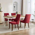 Rayon Cloth Flocking Linen Dining Chairs Channel Kitchen Dinner Chair Comfy Fabric Upholstered Accent Chair For Dining Room With Curved Solid Wood Legs,Set Of 2 Wine Red , Sw1847Wr Wine Red Light