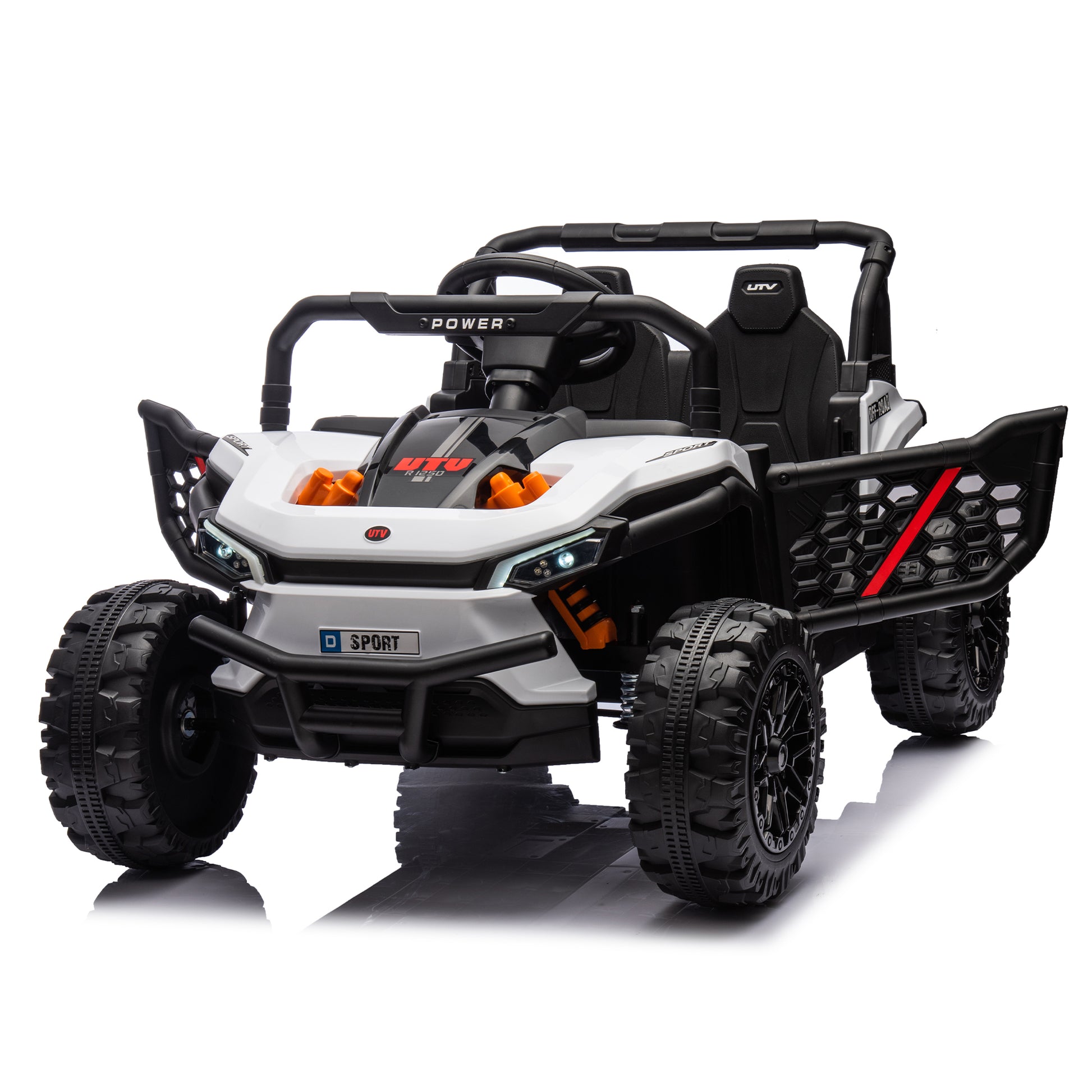 24V Kids Ride On Utv,Electric Toy For Kids W Parents Remote Control,Four Wheel Suspension,Low Start,Adjustable Speed,Multimedia Player,Early Education,Bluetooth,Rear Storage Space For Kids Aged 3 .