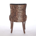 Ultra Side Dining Chair, Thickened Fabric Chairs With Neutrally Toned Solid Wood Legs, Bronze Nail Head, Set Of 2,Leopard Print Leopard Modern Dining Chairs Rubberwood Set Of 2 Foam Fabric