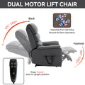 Grey Cat Proof Leather Dual Motor Infinite Position Up To 350 Lbs Power Lift Recliner Chair With Power Remote, Heat Massage And Heavy Duty Motion Mechanism White Metal Primary Living Space Heavy