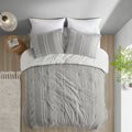 3 Piece Cotton Jacquard Comforter Set Gray Full Queen Queen Gray Cotton