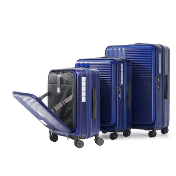 Luggage,With Front Opening,Tsa Approved Lock,Hardshell Suitcase,Blue Aqua Blue Abs Pc