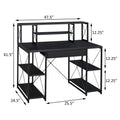 Black Office Desk With Open Shelves And Hutch Black Writting Desk Office Rectangular Shelves Wood Metal Sled