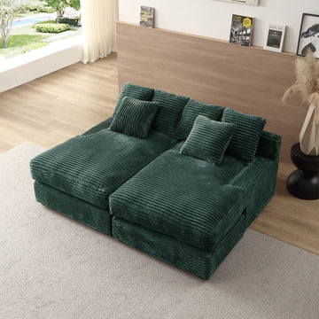 74.8" Modern Luxury Twins Sofa Couch For Living Room Quality Corduroy Upholstery Sleeper Sofa Bed Daybed Green Green Corduroy 2 Seat