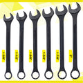 Jumbo Combination Wrench Set Extra Large, Sae, 6 Piece, 1 3 8'' To 2'',Black Oxide, With Pouch Black Carbon Steel