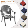 Cushions In Random Colors 7 Piece Set Of Cast Aluminum Patio Furniture With Cushions Yes Black Seats 6 Rust Resistant Frame Water Resistant Cushion Garden & Outdoor Aluminium
