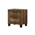 Rustic Oak 2 Drawer Nightstand Brown 2 Drawers Bedroom Rectangle Rustic Rubberwood Solid Wood Oak Wood