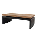 Black And Natural Wood Living Room Table Versatile Coffee Table 2 Tiered Wood Tabletop Table 47.6