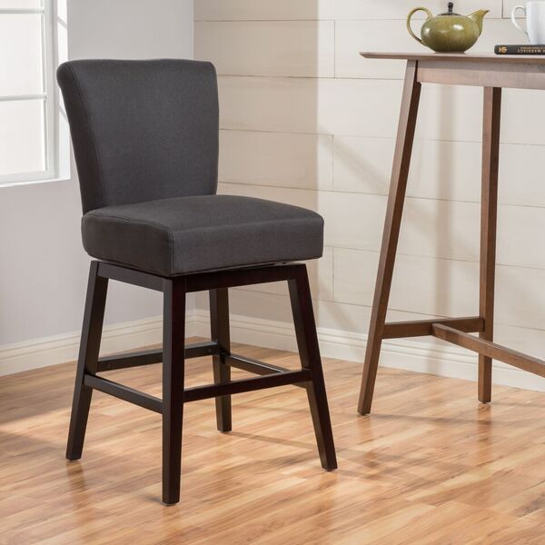 Swivel Bar Stool Light Grey Fabric