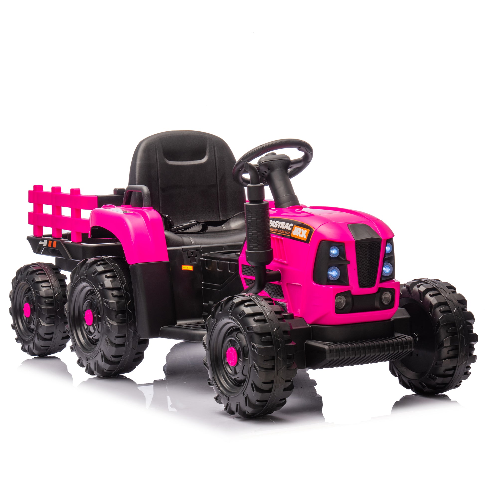 Ride On Tractor With Trailer,24V 400W Powered Electric Tractor Toy W Remote Control,Electric Car For Kids,Three Speed Adjustable,Power Display, Usb,Mp3 ,Bluetooth,Led Light,Two Point Safety Belt. Rose Pink 50 99 Lbs Polypropylene