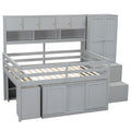 Full Size Wooden Loft Bed Big Storage With Under Bed Desk, With Drawers, With Shelves, Gray Full Gray Plywood