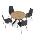 Dining Table And Chairs Set Dark Brown Pe Rattan Iron