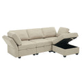 Convertible Sectional Sofa With Chaise, L Shaped Sofa Couch Modular Sectional Sofa With Storage Seats, Adjustable Arms And Backs Beige Beige Polyester 3 Seat