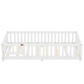 Twin Size Bed Floor Bed With Safety Guardrails And Door For Kids, White Old Sku:W158090683 Twin White Pine