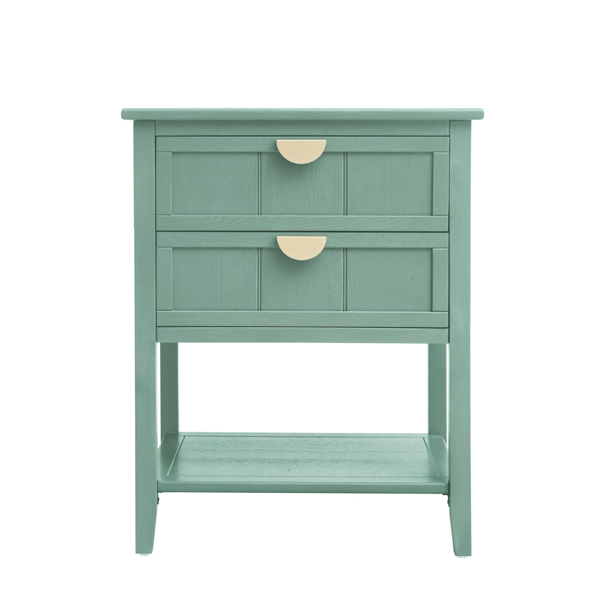 2 Drawer Side Table, American Style, End Table, Suitable For Bedroom, Living Room, Study Light Green Mdf