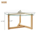 Picture Round Glass Coffee Table Modern Cocktail Table Easy Assembly With Tempered Glass Top & Sturdy Wood Base, Natural Old Sku: Wf190112Aal Natural Glass