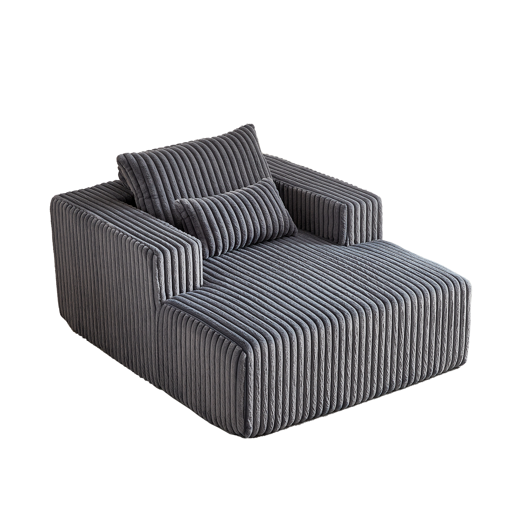 62.5 Inch Corduroy Sponge Sofa Lounge Chair,No Assembly Required,Fluffy Modern Sleeper Chair For Indoor Living Room Bedroom Grey Foam Corduroy 1 Seat